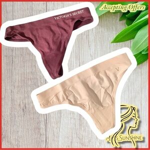 Victoria’s Secret NEW - 2 thongs / strings - burgundy and cream / blush pink